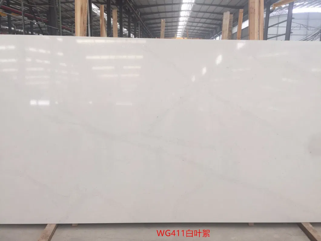 Calacatta White Quartz Slab Good Price Yunfu Quartz Artificial Pure Crystal Stone