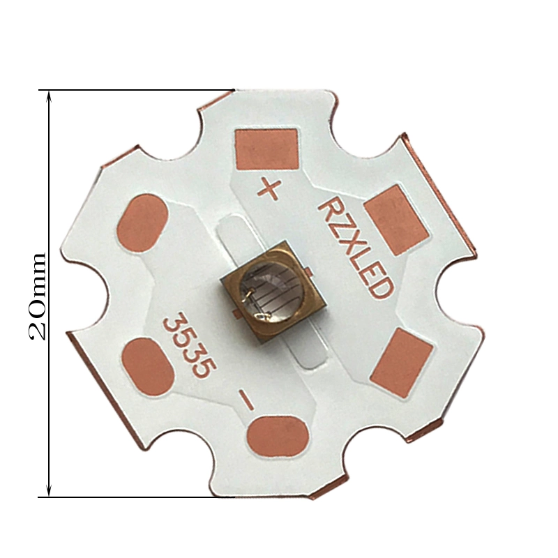 LED Diode 5W 30 Degree 60 Degree UVA 365nm Chip Quartz Glass Lens 1750-2450MW UV LED 365nm with Copper PCB Star
